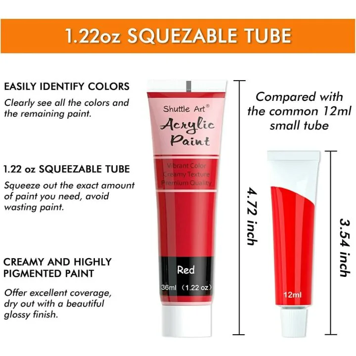 30 Colors Acrylic Paint Set with Brushes - Non-Toxic