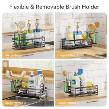 Yofidra Sponge Holder for Kitchen Sink: Sink Caddy with Instant Drying Stone, Metal Stainless Steel Sponge Holder for Sponges Soap Dispenser, 9.5" X 3.5" X 5.2" Kitchen Sink Organizer