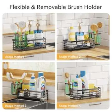 Yofidra Sponge Holder for Kitchen Sink: Sink Caddy with Instant Drying Stone, Metal Stainless Steel Sponge Holder for Sponges Soap Dispenser, 9.5" X 3.5" X 5.2" Kitchen Sink Organizer