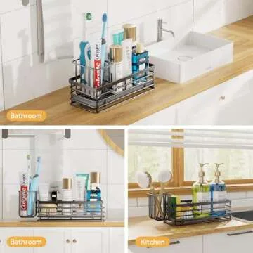 Yofidra Sponge Holder for Kitchen Sink: Sink Caddy with Instant Drying Stone, Metal Stainless Steel Sponge Holder for Sponges Soap Dispenser, 9.5" X 3.5" X 5.2" Kitchen Sink Organizer