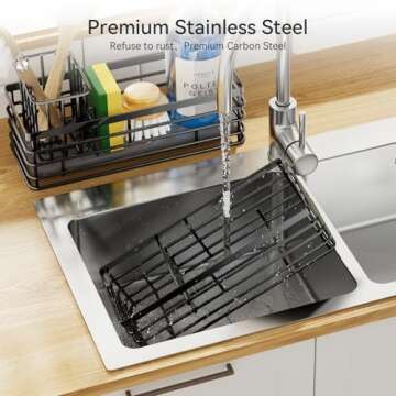 Yofidra Sponge Holder for Kitchen Sink: Sink Caddy with Instant Drying Stone, Metal Stainless Steel Sponge Holder for Sponges Soap Dispenser, 9.5" X 3.5" X 5.2" Kitchen Sink Organizer