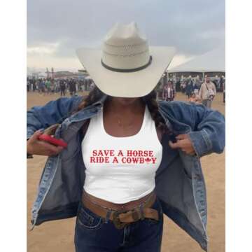 Trendy Women Cowboy Crop Tank for Country Concerts