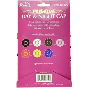 Annie - Ms. Remi Silky Satin Double Cotton - Lined Day and Night Cap - Comfort Elastic Band (Extra Jumbo - Black)