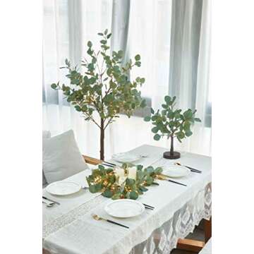 Hairui 4FT Lighted Eucalyptus Tree for Home Decor