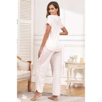 FKEEP Women's Soft Stripe Pajama Set for Comfort and Style