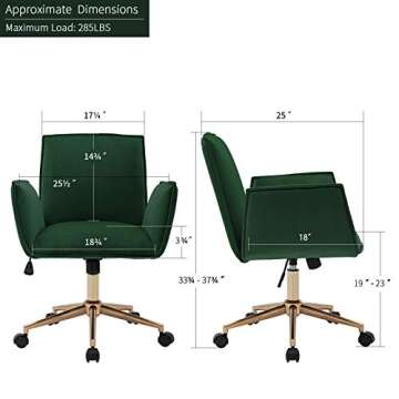 DUHOME Home Office Desk Chairs Velvet Home Office Chair Computer Desk Chair Task Chair Dark Green