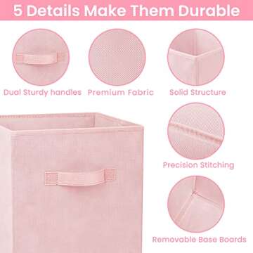 Criusia Storage Cubes - 11 Inch Heavy Duty Fabric Storage Bins for Shelves Closet, Cube Organizer - 8 Pack Collapsible Cube Storage Bins Baskets for Organizing Clothes Blankets Toys (Pink)