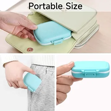Compact 4 Pack Travel Pill Organizer for Daily Meds