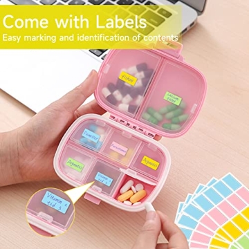 Compact 4 Pack Travel Pill Organizer for Daily Meds