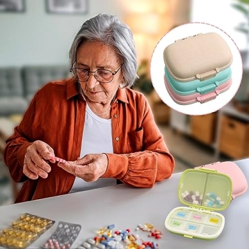 Compact 4 Pack Travel Pill Organizer for Daily Meds