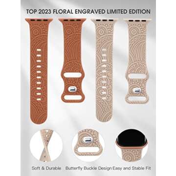 TOYOUTHS Boho Engraved Bands - Stylish Silicone Straps for Apple Watch