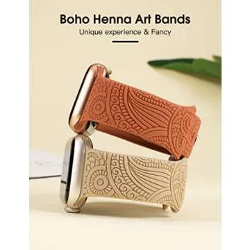 TOYOUTHS Boho Engraved Bands for Apple Watch - 2 Pack
