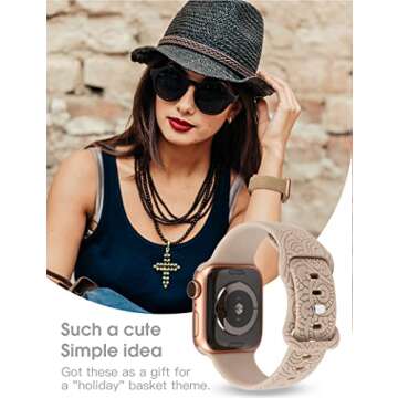 TOYOUTHS Boho Engraved Bands for Apple Watch - 2 Pack