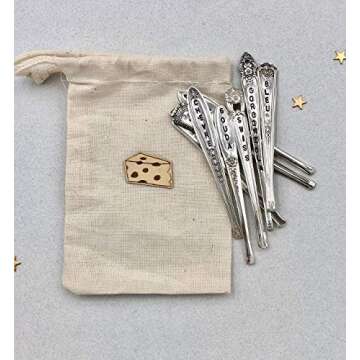Handcrafted Vintage Silver Spoon Cheese Markers - Set of 9, Artisanal Cheese Board Labels, Perfect f...