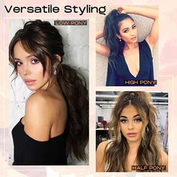 SEIKEA Ponytail Extension Claw Clip, PT007 Talia 24" Long Wavy Curly Hair Extension Jaw Clip Ponytail Hairpiece Synthetic Pony Tail (24 Inch, Golden Blonde highlights)