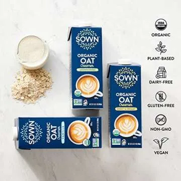 SOWN Organic Oat Creamer Sweet & Creamy - Barista Oat Milk Non Dairy Coffee Creamer - Plant Based, D...