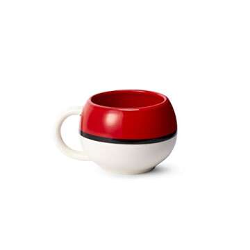 JUST FUNKY Official Pokemon Pokeball Molded Mug - Ceramic Cup for Hot Coffee, Tea, Cocoa - Novelty Drinking Container - Perfect for Home, Office, Parties - Licensed Nintendo Merchandise