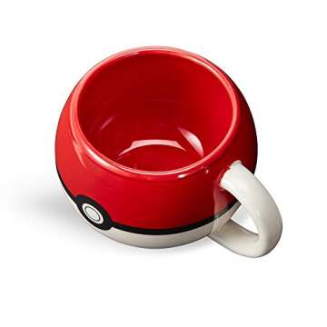 JUST FUNKY Official Pokemon Pokeball Molded Mug - Ceramic Cup for Hot Coffee, Tea, Cocoa - Novelty Drinking Container - Perfect for Home, Office, Parties - Licensed Nintendo Merchandise