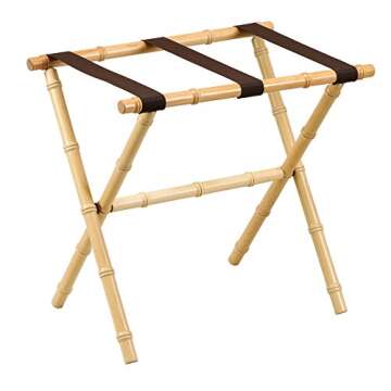 Bamboo Inspired Wooden Luggage Rack for Home or Travel