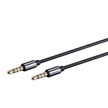 Monoprice Auxiliary Audio Cable - 3.5mm TRRS, Gold Plated, 10 Feet, Black - Onyx Series