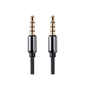 Monoprice Auxiliary Audio Cable - 3.5mm TRRS, Gold Plated, 10 Feet, Black - Onyx Series