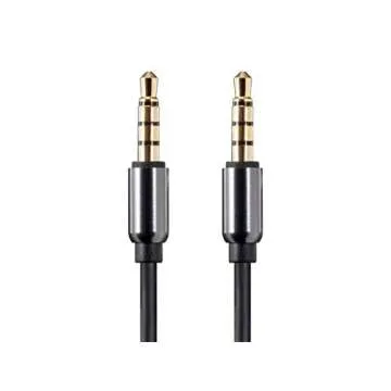 Monoprice Auxiliary Audio Cable - 3.5mm TRRS, Gold Plated, 10 Feet, Black - Onyx Series