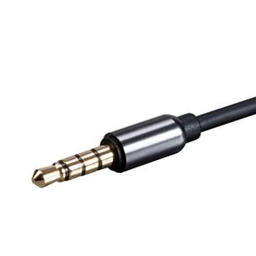 Monoprice Auxiliary Audio Cable - 3.5mm TRRS, Gold Plated, 10 Feet, Black - Onyx Series