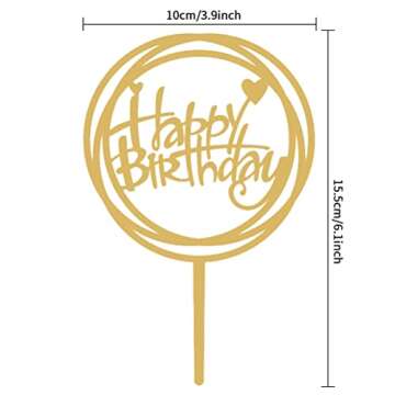 10 PCS Happy Birthday Cake Topper Double-Sided Acrylic Cake Toppers Picks Glitter Bling Dessert Toppers for Birthday Party Anniversary Cake Pastries DIY Decorations