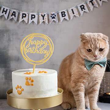 10 PCS Happy Birthday Cake Topper Double-Sided Acrylic Cake Toppers Picks Glitter Bling Dessert Toppers for Birthday Party Anniversary Cake Pastries DIY Decorations