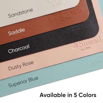 Smead Desk Pad, Vegan Leather Desk Mat with Non-Slip Faux Suede Backing, Perfect Desk Organizer for Office Decor, 36” x 17” Large, Sandstone (64826)