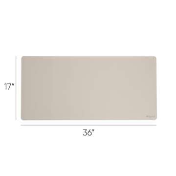 Smead Desk Pad, Vegan Leather Desk Mat with Non-Slip Faux Suede Backing, Perfect Desk Organizer for Office Decor, 36” x 17” Large, Sandstone (64826)