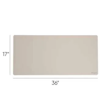 Smead Desk Pad, Vegan Leather Desk Mat with Non-Slip Faux Suede Backing, Perfect Desk Organizer for Office Decor, 36” x 17” Large, Sandstone (64826)