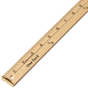 Dritz Wood Metal Tips Yardstick Ruler, 1/4 x 36-Inch, Natural