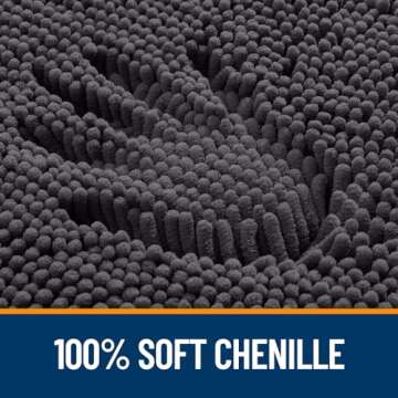 OLANLY Bathroom Rugs 24x16, Extra Soft Absorbent Chenille Bath Rugs, Rubber Backing Quick Dry, Machine Washable Bath Mats for Bathroom Floor, Tub and Shower, Home Decor Accessories, Dark Grey