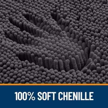 OLANLY Bathroom Rugs 24x16, Extra Soft Absorbent Chenille Bath Rugs, Rubber Backing Quick Dry, Machine Washable Bath Mats for Bathroom Floor, Tub and Shower, Home Decor Accessories, Dark Grey