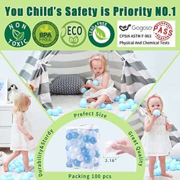 GOGOSO Ball Pit Balls - Phthalate BPA Free Non-Toxic Plastic Balls,Blue White Clear 100pcs 2.15inch ...