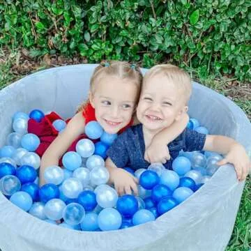 GOGOSO Ball Pit Balls - Phthalate BPA Free Non-Toxic Plastic Balls,Blue White Clear 100pcs 2.15inch Gift for Baby Shower, Birthday, DIY and Toddlers Play Party Decoration