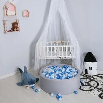 GOGOSO Ball Pit Balls - Phthalate BPA Free Non-Toxic Plastic Balls,Blue White Clear 100pcs 2.15inch Gift for Baby Shower, Birthday, DIY and Toddlers Play Party Decoration