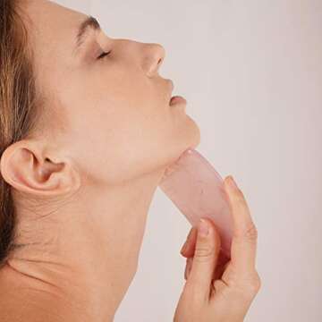 GuaShaco Essential Wellness Kit - Premium Set Rose Quartz Gua Sha Board Tool + Facial Roller + Silicone Brush | Essential Gua Sha Set For Beginners For Your Daily Facial Beauty Self-Care Routine