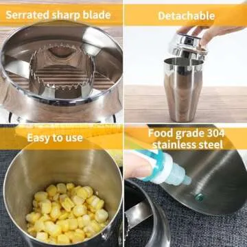 Newness Corn Stripper Peeler, Corn Cutter with Cup, 304 Stainless Steel Cob Corn Thresher Stripping Tool, Corn Cutter off Cob Kernel Remover Slicer with Serrated Sharp Blade for Home & Kitchen