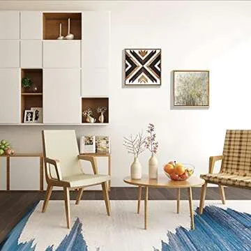 Loomarte Southwestern Aztec Wall Art Vintage Tribal Wall Decor Rustic Black White and Brown Canvas Print Wooden Frame Artwork for Bathroom Living Room Bedroom Decorations 12x12 Inch