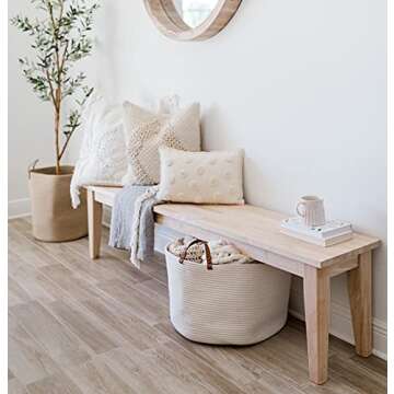 OrganiHaus White Large Baskets for Organizing 20x13, Large Blanket Basket for Living Room, Toy Storage Basket for Kids, Large Rope Basket w/Handles, Big Woven Hamper, Round Basket for Blankets