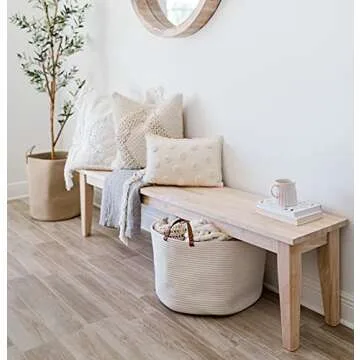 OrganiHaus White Large Baskets for Organizing 20x13, Large Blanket Basket for Living Room, Toy Storage Basket for Kids, Large Rope Basket w/Handles, Big Woven Hamper, Round Basket for Blankets