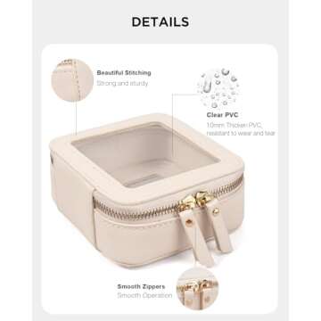 LETGO Clear Makeup Bags Small, Small Clear Makeup Bag for Purse,Mini Clear Makeup Pouch Purse Organizer Fit Carry-on Travel Essentials,Clear Cosmetic Bags for Car Accessories for Women (Mini-Beige)