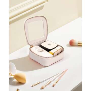 LETGO Clear Makeup Bags Small, Small Clear Makeup Bag for Purse,Mini Clear Makeup Pouch Purse Organizer Fit Carry-on Travel Essentials,Clear Cosmetic Bags for Car Accessories for Women (Mini-Beige)