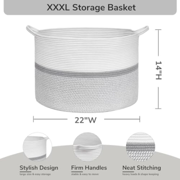 CHICVITA XXL Cotton Rope Woven Storage Basket