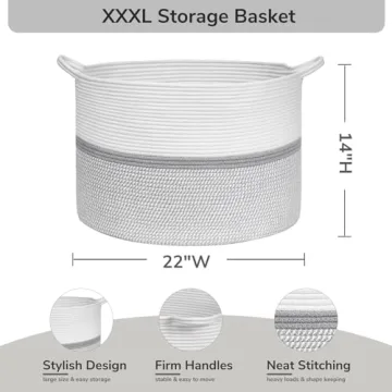 CHICVITA XXL Cotton Rope Woven Storage Basket