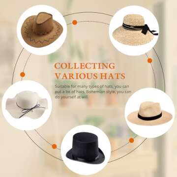 Pretty Jolly Macrame Wall Hanging Hat Rack with Wood Beads with 10 Clips,Cream and Beige Boho Bedroom Decor, Tassel Pendant Bohemian Bedroom Wall Decor 15x53 in Hat Storage Holder for Cap