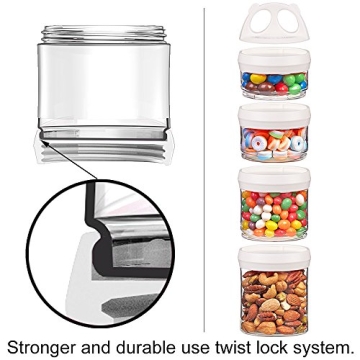 BeneLabel Stackable Food Storage Containers with Twist Lock System - BPA-Free Tritan Containers for Travel, Formula, Protein Powder, Snacks - Leakproof & Dishwasher Safe - 31 oz (White)
