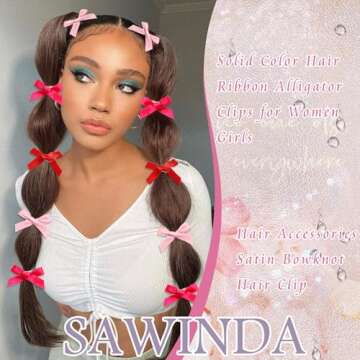 SAWINDA 30Pcs Valentine's Day Mini Hair Bows Hot Pink Bows for Hair Cute Small Bowknot Silk Ribbons for Girls Sweet Bow Hair Clips Non Slip Hair Barrettes Hair Clips Accessories for Women Teens Girls
